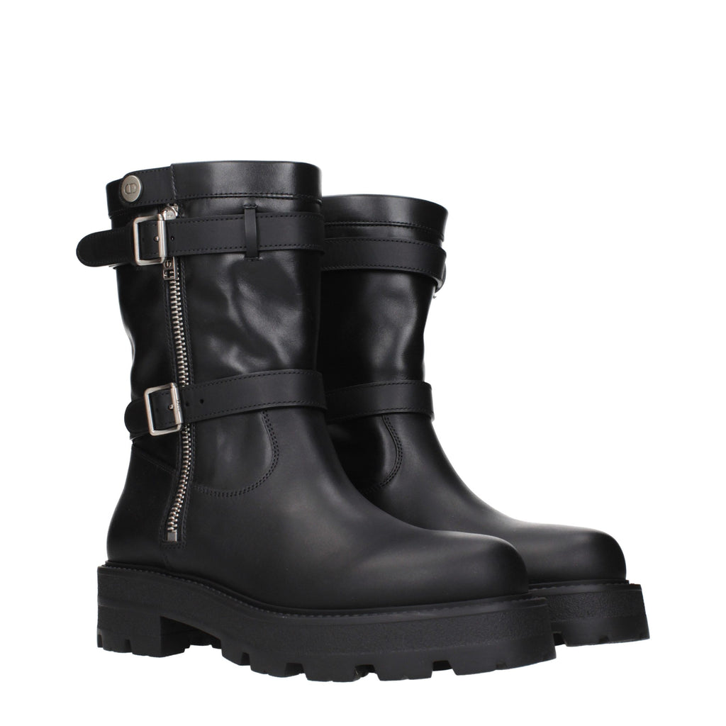 Christian Dior Schwarze Leder-Stiefeletten