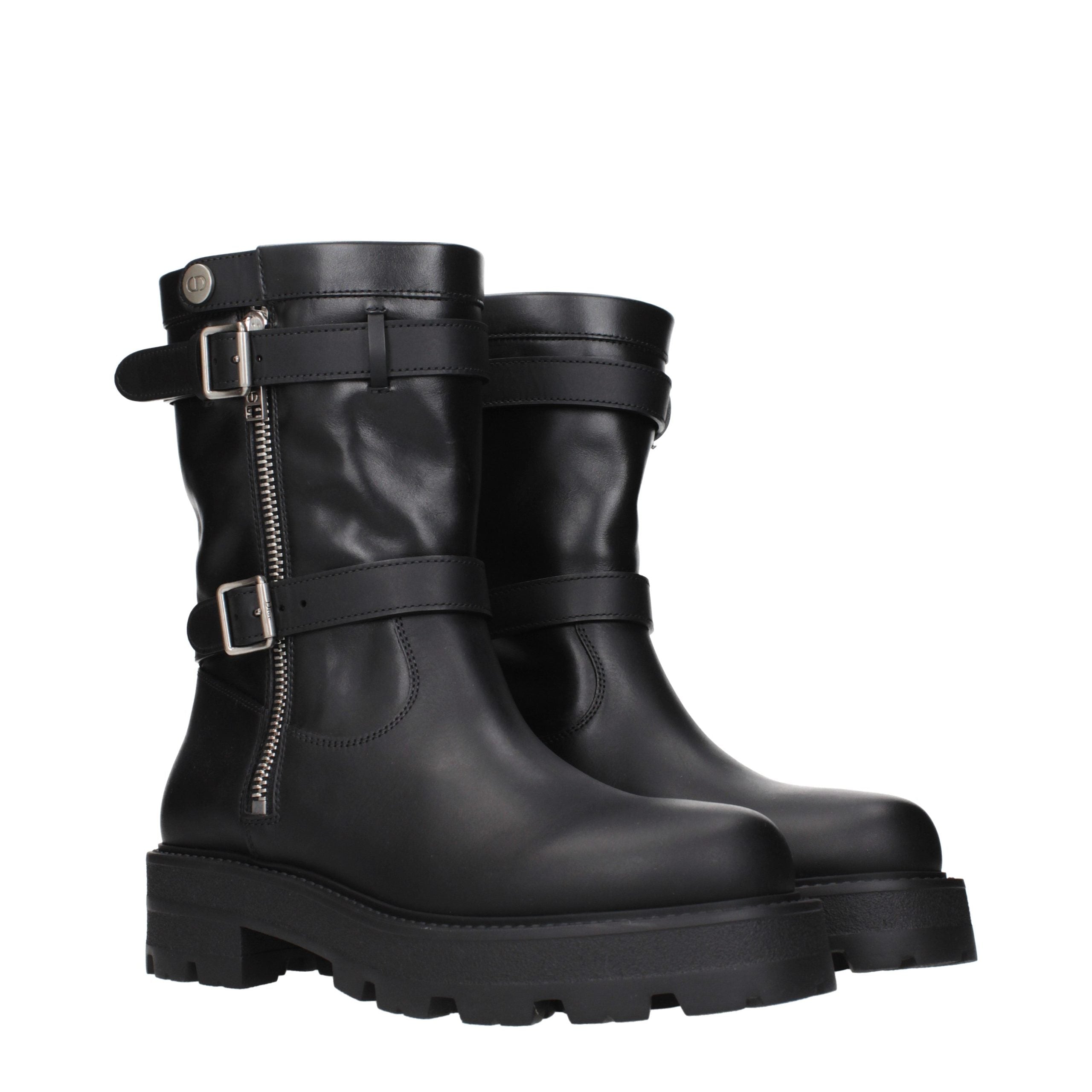 Christian Dior Schwarze Leder-Stiefeletten