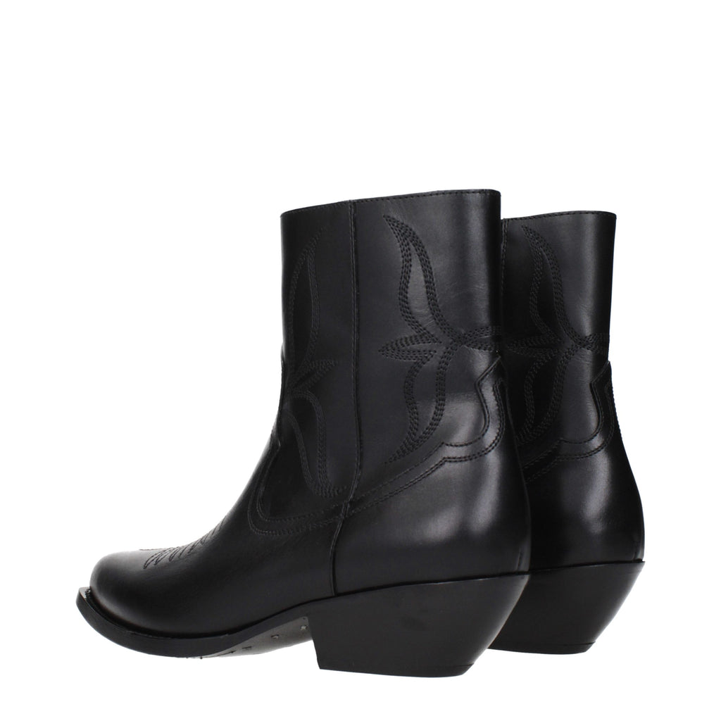 Celine Schwarze Leder-Stiefeletten