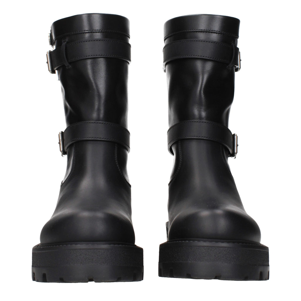Christian Dior Schwarze Leder-Stiefeletten