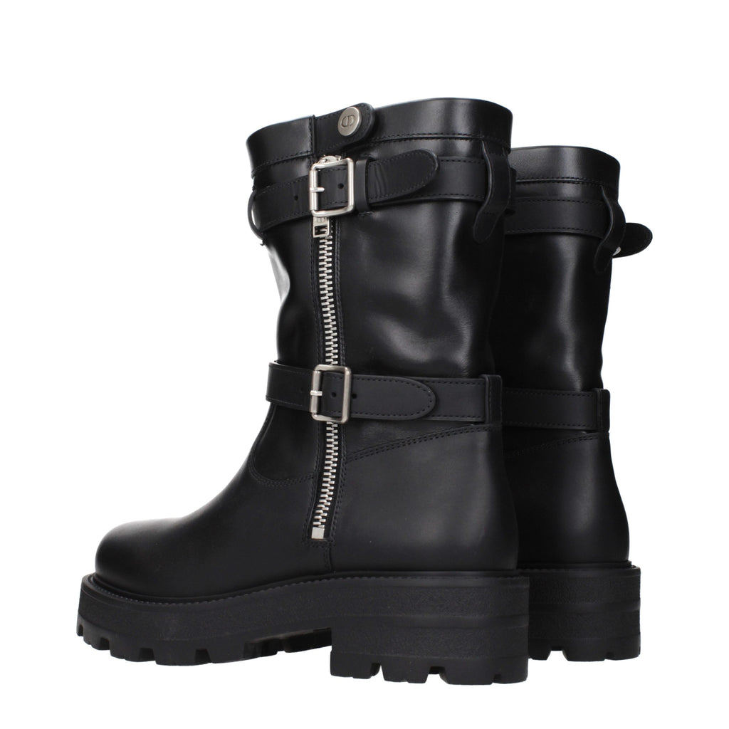Christian Dior Schwarze Leder-Stiefeletten