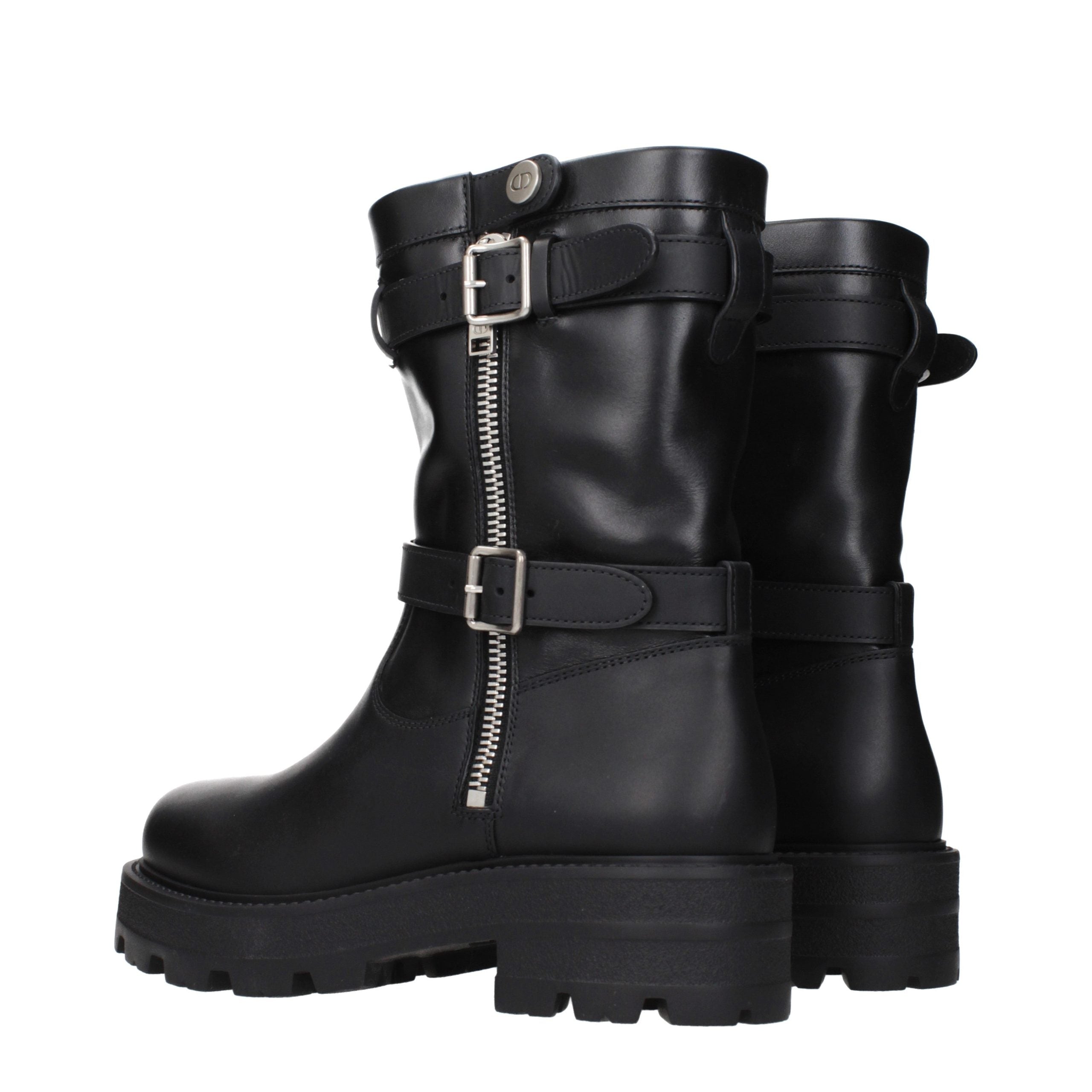 Christian Dior Schwarze Leder-Stiefeletten