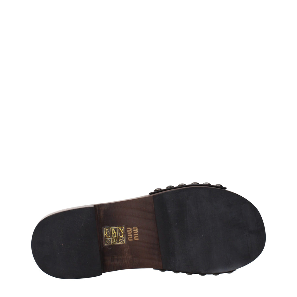 Miu Miu Schwarze Leder-Slipper