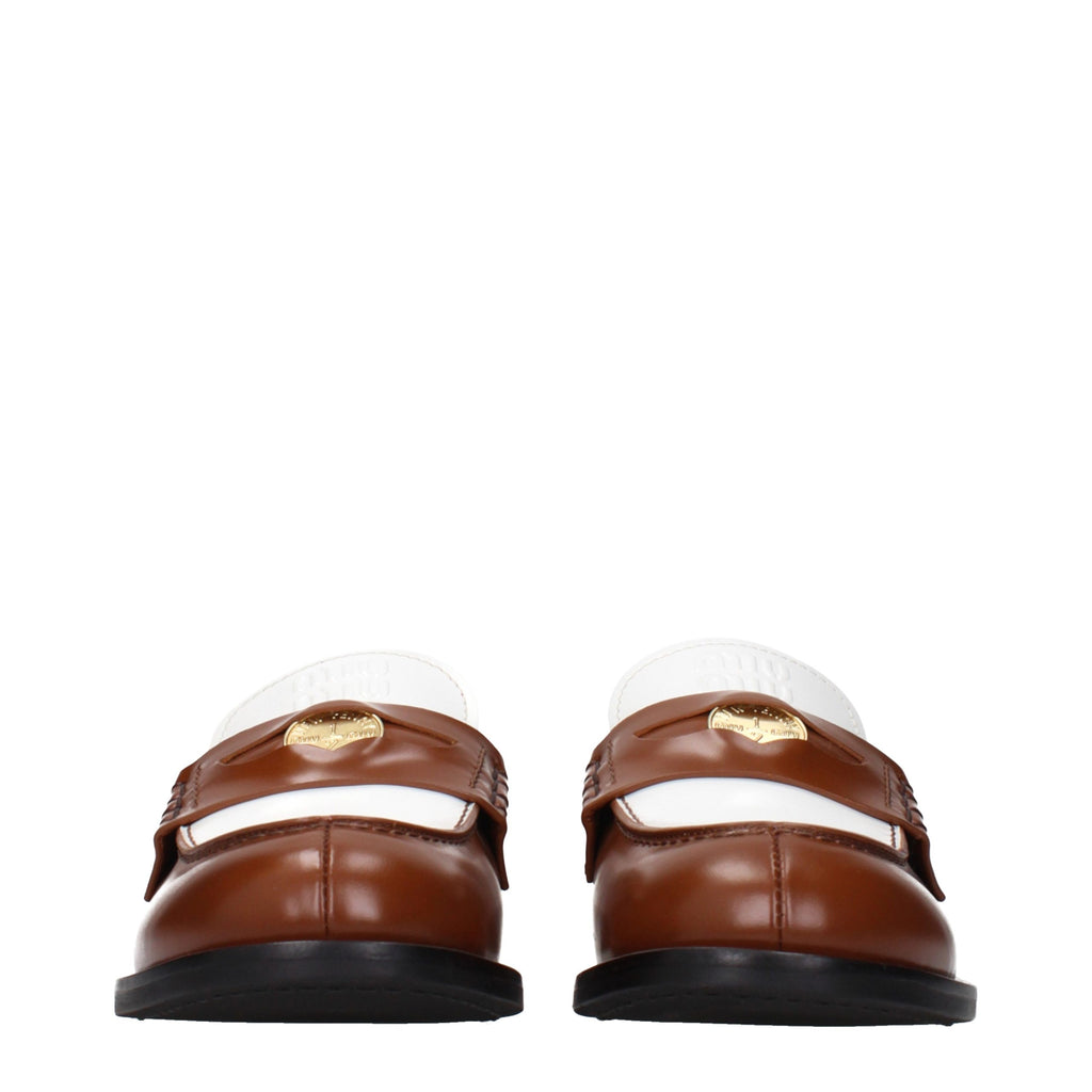 Miu Miu Braune Loafer aus Leder zum Hineinschlüpfen