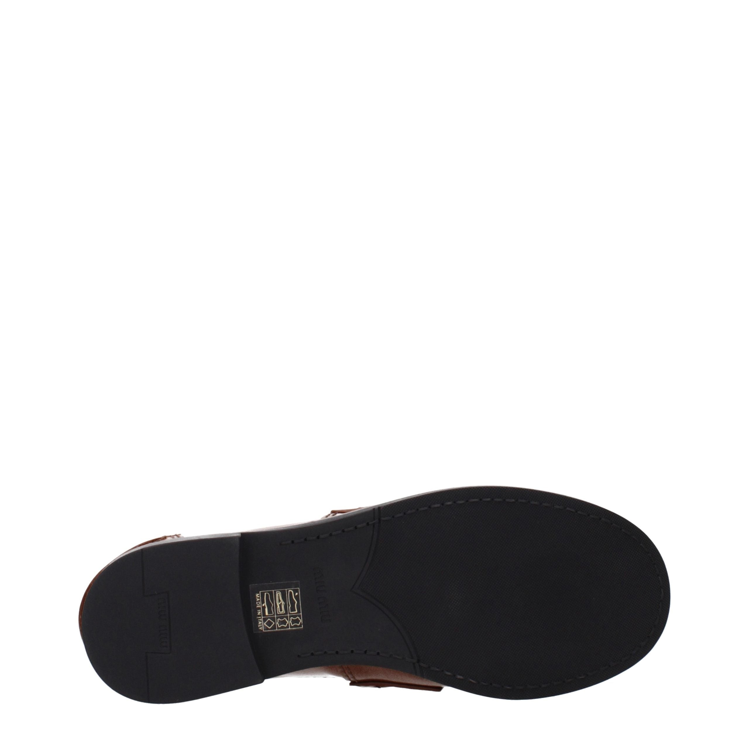 Miu Miu Braune Loafer aus Leder zum Hineinschlüpfen
