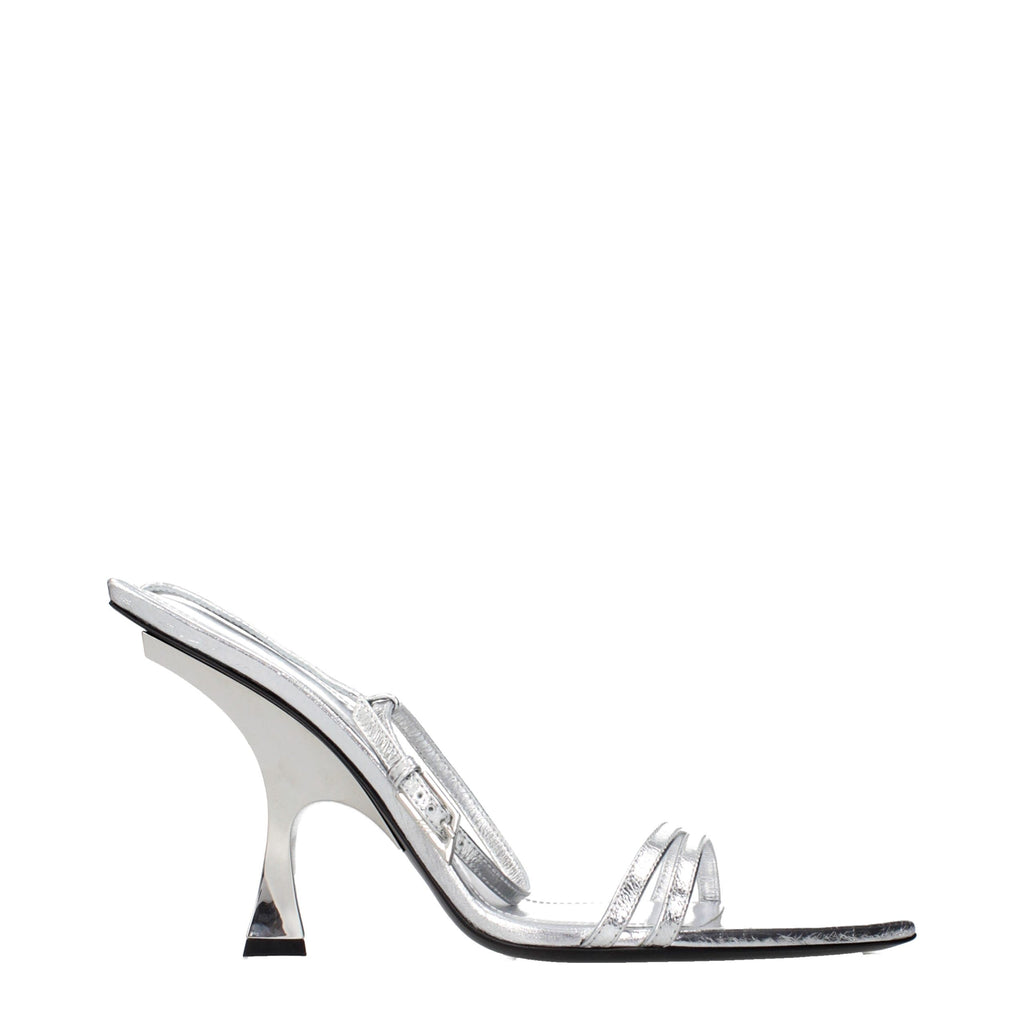 The Attico Graue Sandalen mit Stiletto-Absatz aus Leder