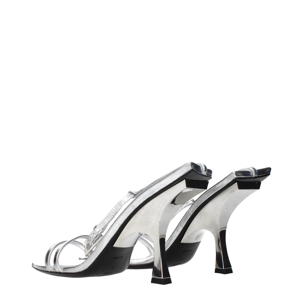 The Attico Graue Sandalen mit Stiletto-Absatz aus Leder