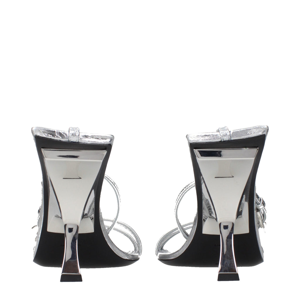 The Attico Graue Sandalen mit Stiletto-Absatz aus Leder