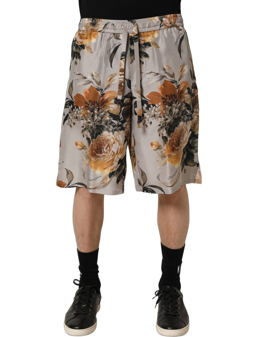 Dolce & Gabbana Beige Blumenprint Seiden-Bermudashorts für Herren