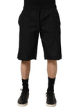 Dolce & Gabbana Schwarz Baumwolle Sweatshorts Männer Bermuda Shorts