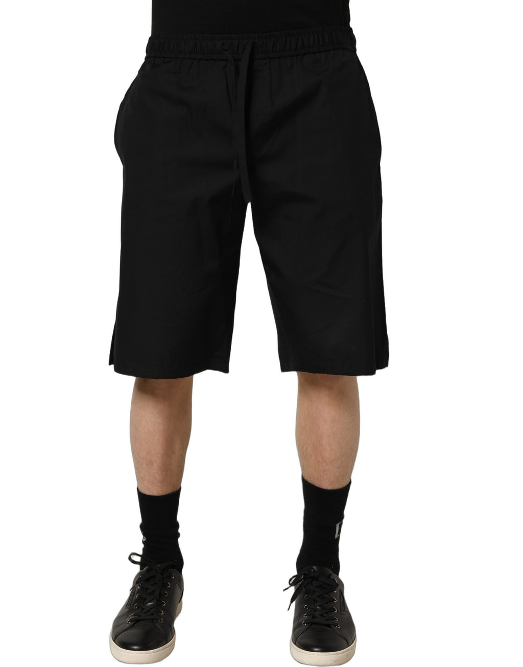 Dolce & Gabbana Schwarz Baumwolle Sweatshorts Männer Bermuda Shorts