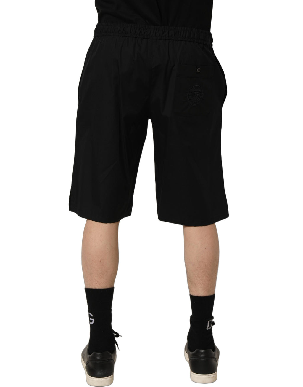 Dolce & Gabbana Schwarz Baumwolle Sweatshorts Männer Bermuda Shorts