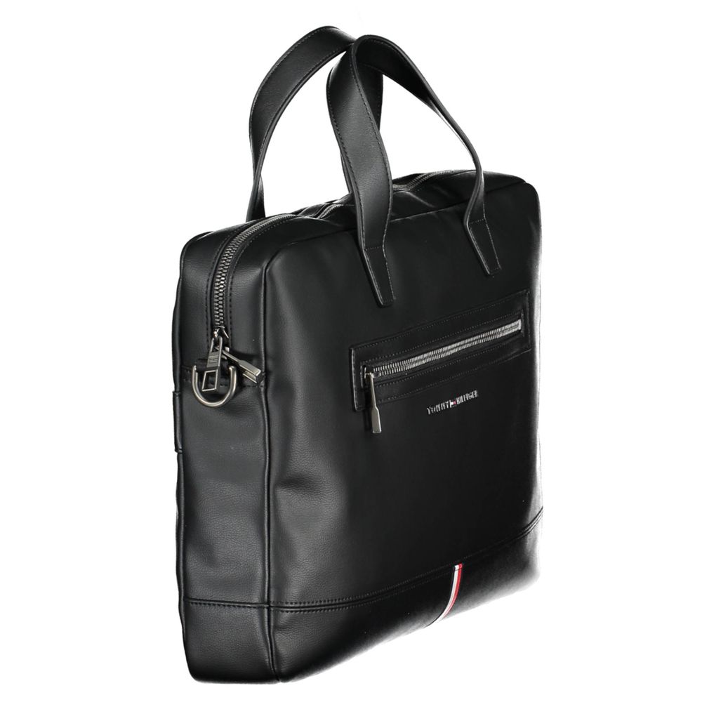 Tommy Hilfiger Schwarze Herren-Aktentasche aus Polyurethan