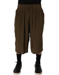 Dolce & Gabbana Braune Seiden-Bermudashorts mit mittlerer Taille und Faltenlegung