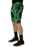 Dolce & Gabbana Herren-Bermudashorts mit schwarzem Bananenblatt-Print