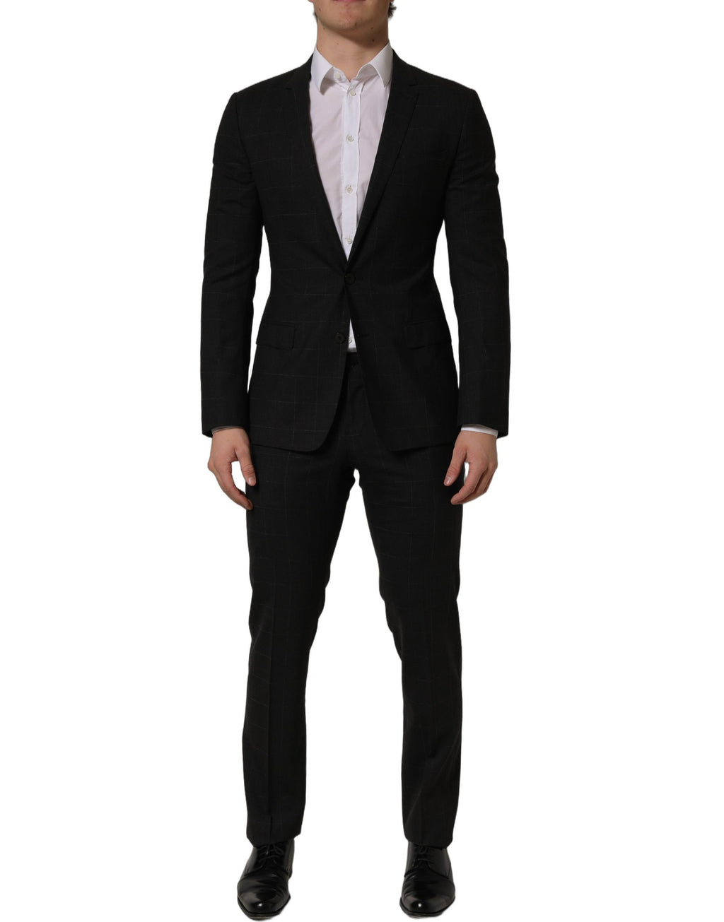 Dolce & Gabbana Schwarzer Woll-Anzug im Slim Fit für Herren, 2-teilig
