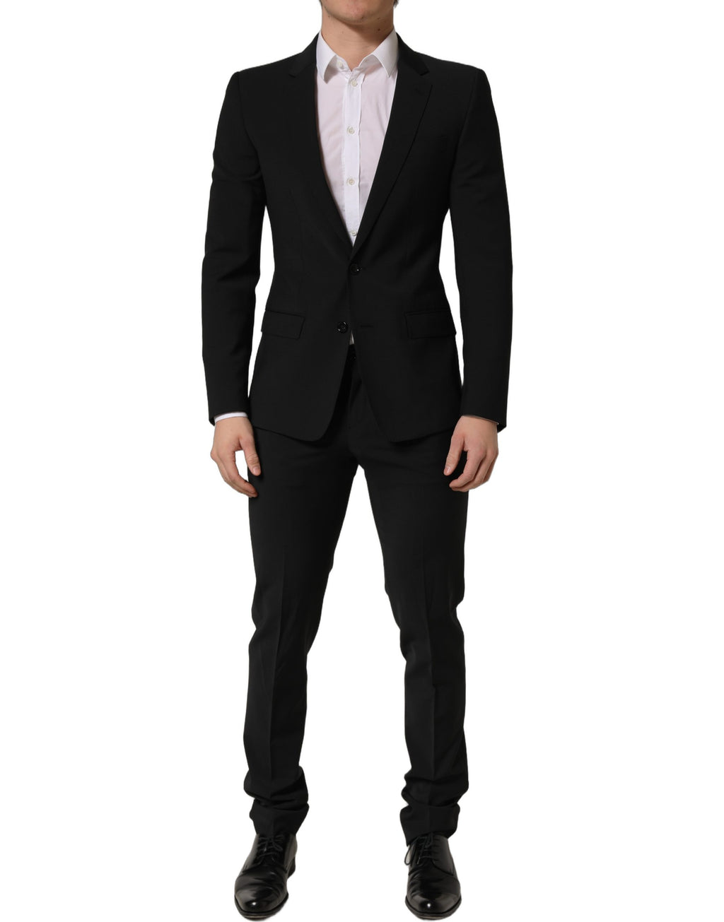 Dolce & Gabbana Schwarzer Woll-Anzug im Slim Fit für Herren, 2-teilig