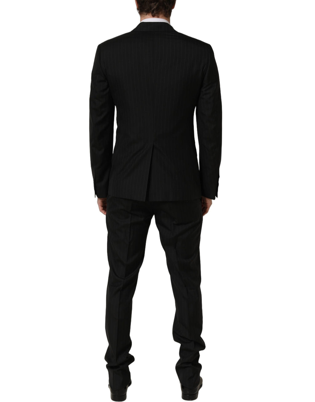 Dolce & Gabbana Schwarzer Nadelstreifen-Anzug im Slim Fit-Stil, 3-teilig