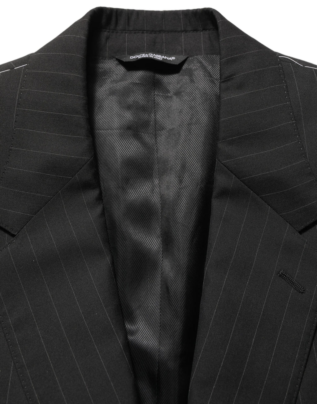 Dolce & Gabbana Schwarzer Nadelstreifen-Anzug im Slim Fit-Stil, 3-teilig