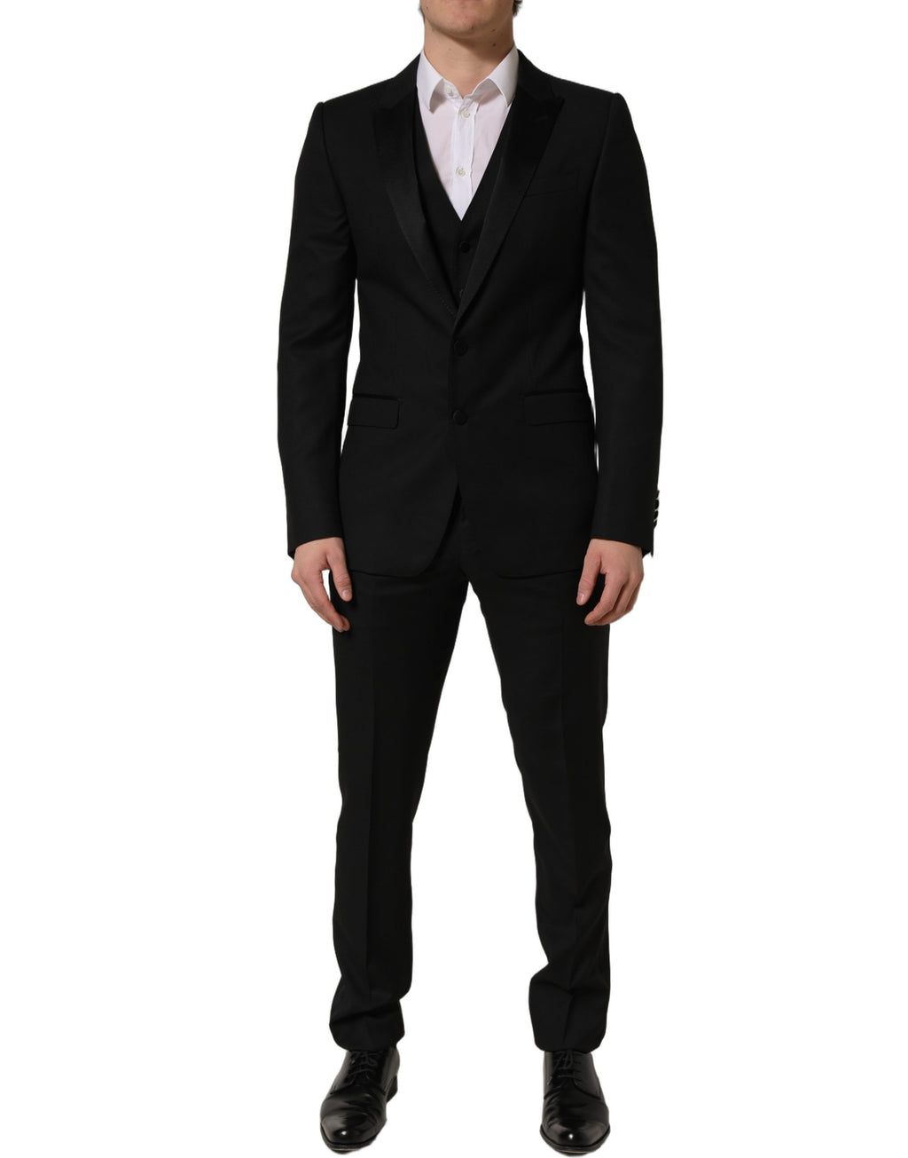 Dolce & Gabbana Schwarzer MARTINI Slim Fit Anzug im 3-Teiler-Look