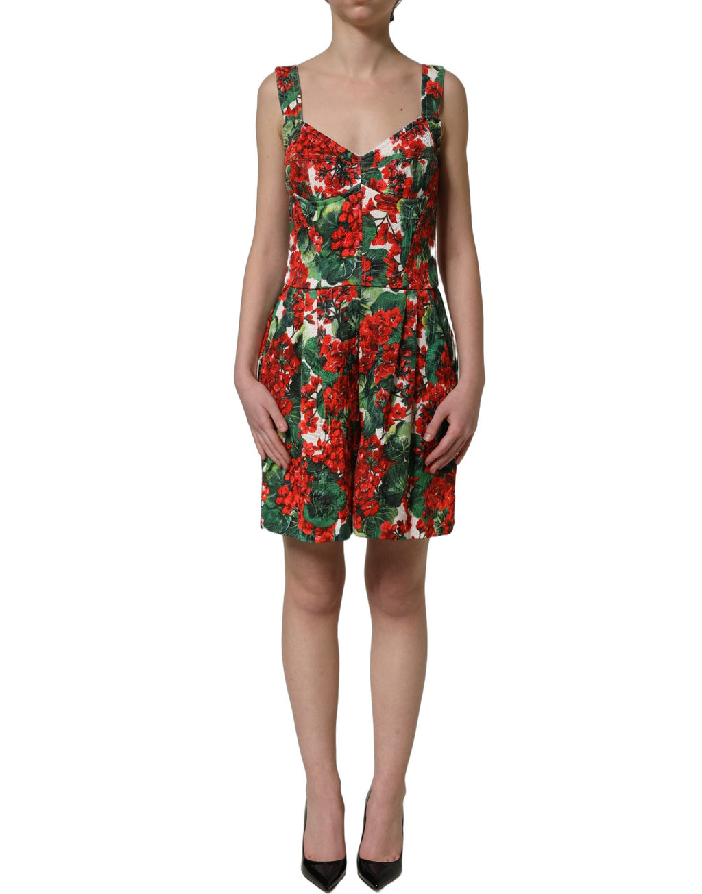 Dolce & Gabbana A-Linien-Minikleid mit Multicolor-Geranien-Print