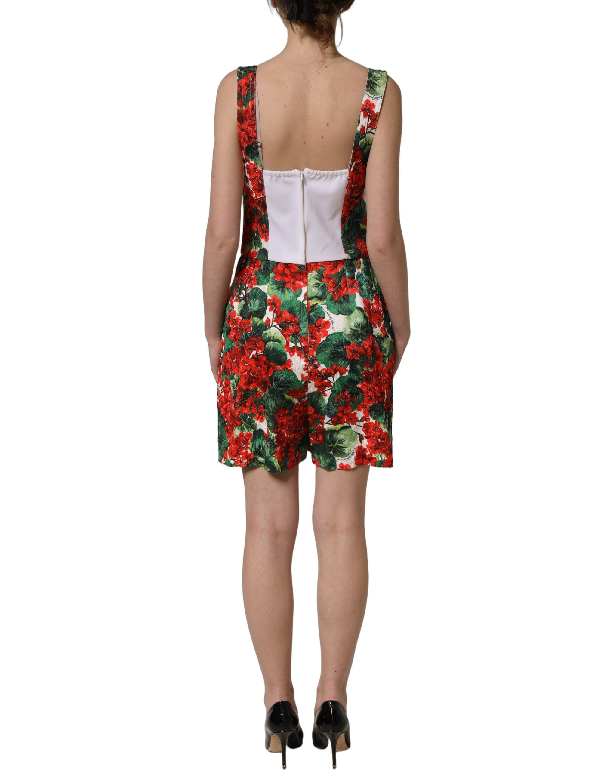 Dolce & Gabbana A-Linien-Minikleid mit Multicolor-Geranien-Print