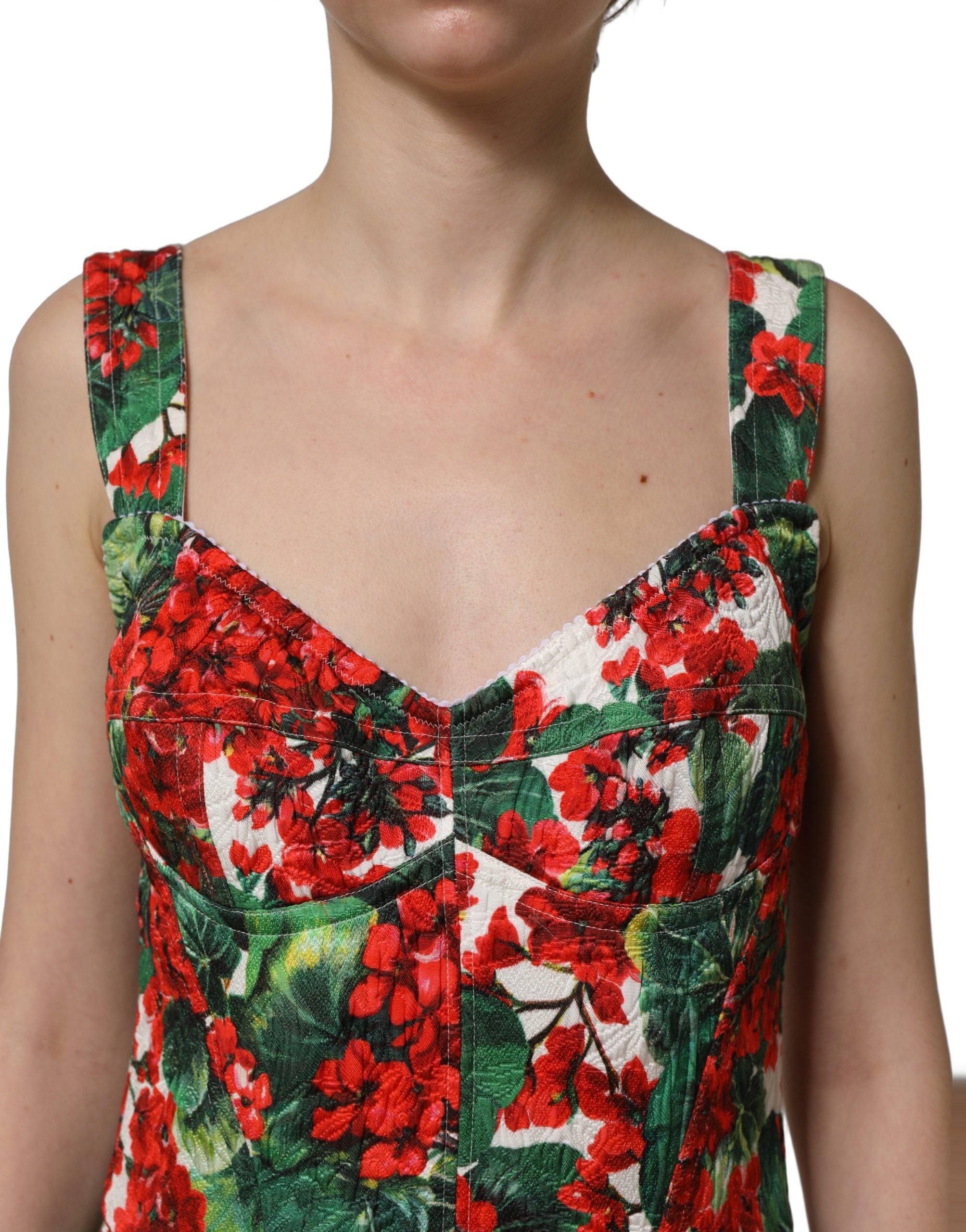 Dolce & Gabbana A-Linien-Minikleid mit Multicolor-Geranien-Print