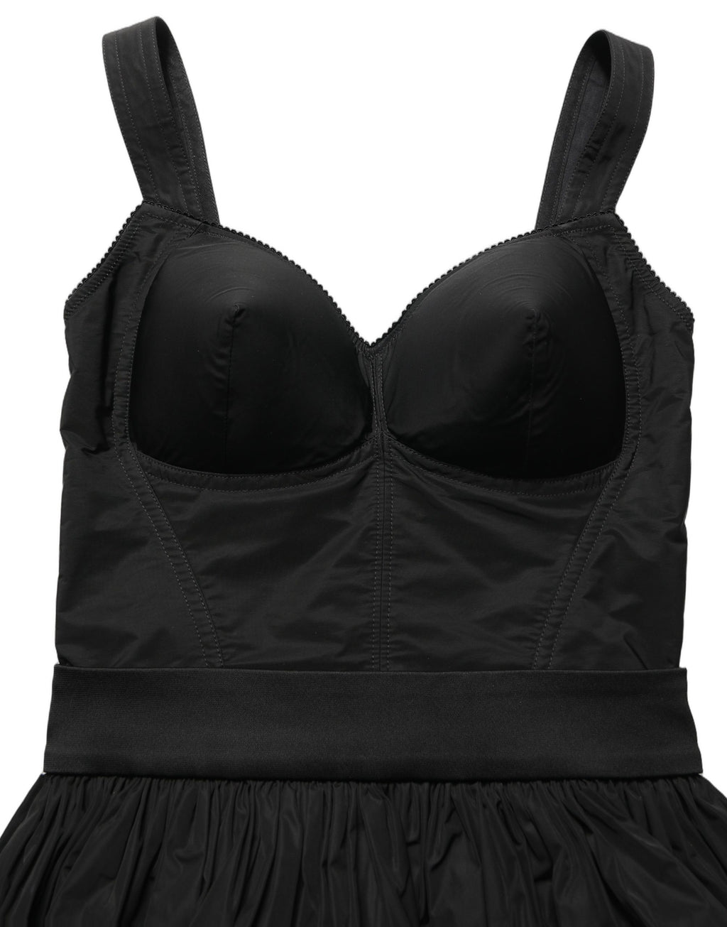 Dolce & Gabbana Schwarzes A-Linien-Minikleid aus Nylon ohne Ärmel