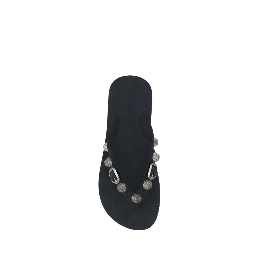 Balenciaga Schwarze Flip-Flop-Sandalen aus Polyurethan