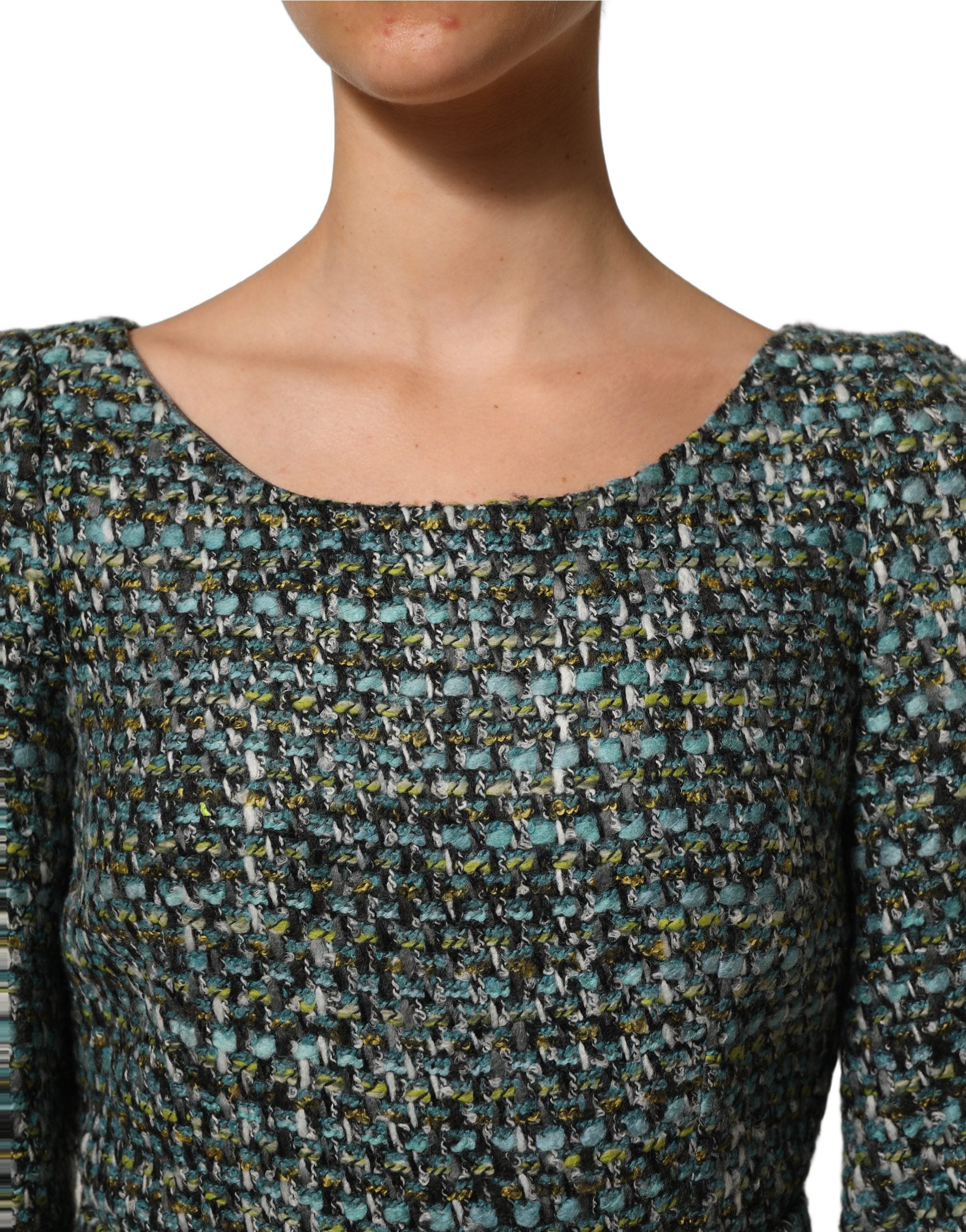 Dolce & Gabbana Mehrfarbiges Tweed-Kleid im Babydoll-Stil mit Gürtel, Mini-Länge