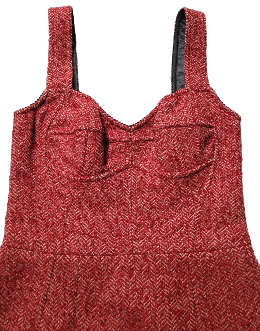 Dolce & Gabbana Mehrfarbiges Tweed-Kleid im Babydoll-Stil mit Gürtel, Mini-Länge
