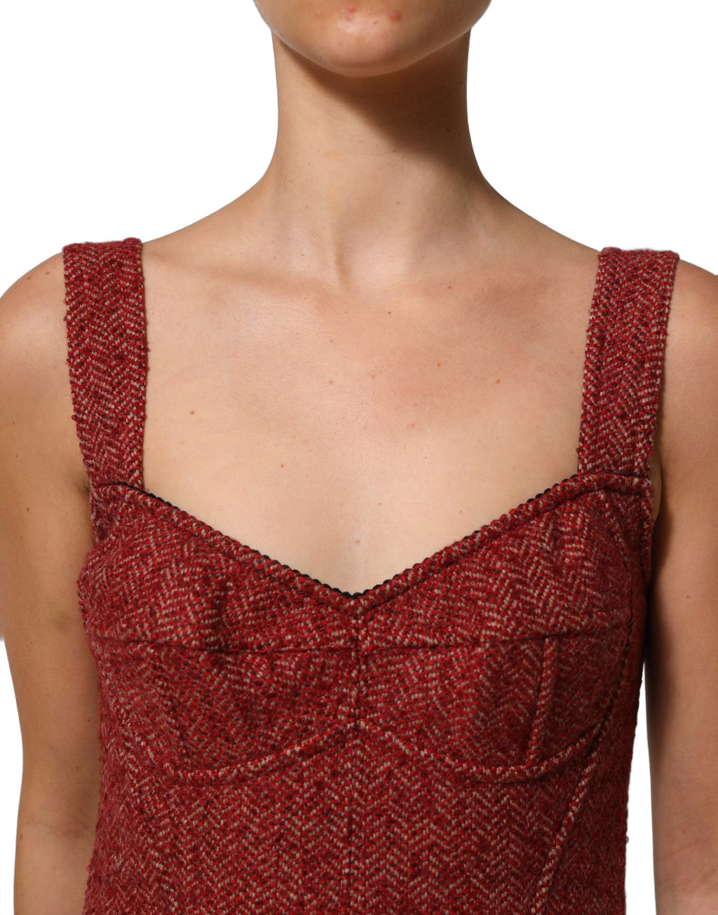 Dolce & Gabbana Mehrfarbiges Tweed-Kleid im Babydoll-Stil mit Gürtel, Mini-Länge