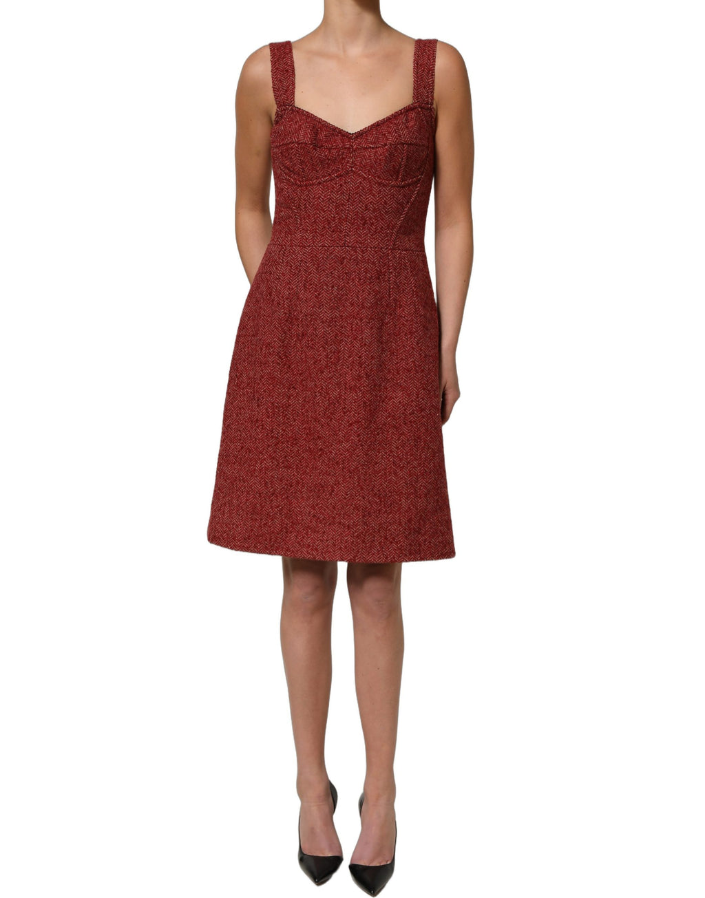 Dolce & Gabbana Mehrfarbiges Tweed-Kleid im Babydoll-Stil mit Gürtel, Mini-Länge