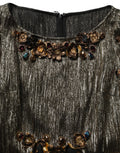 Dolce & Gabbana Midi-Kleid aus Metallic-Gold mit Verzierungen und Stufen-Design
