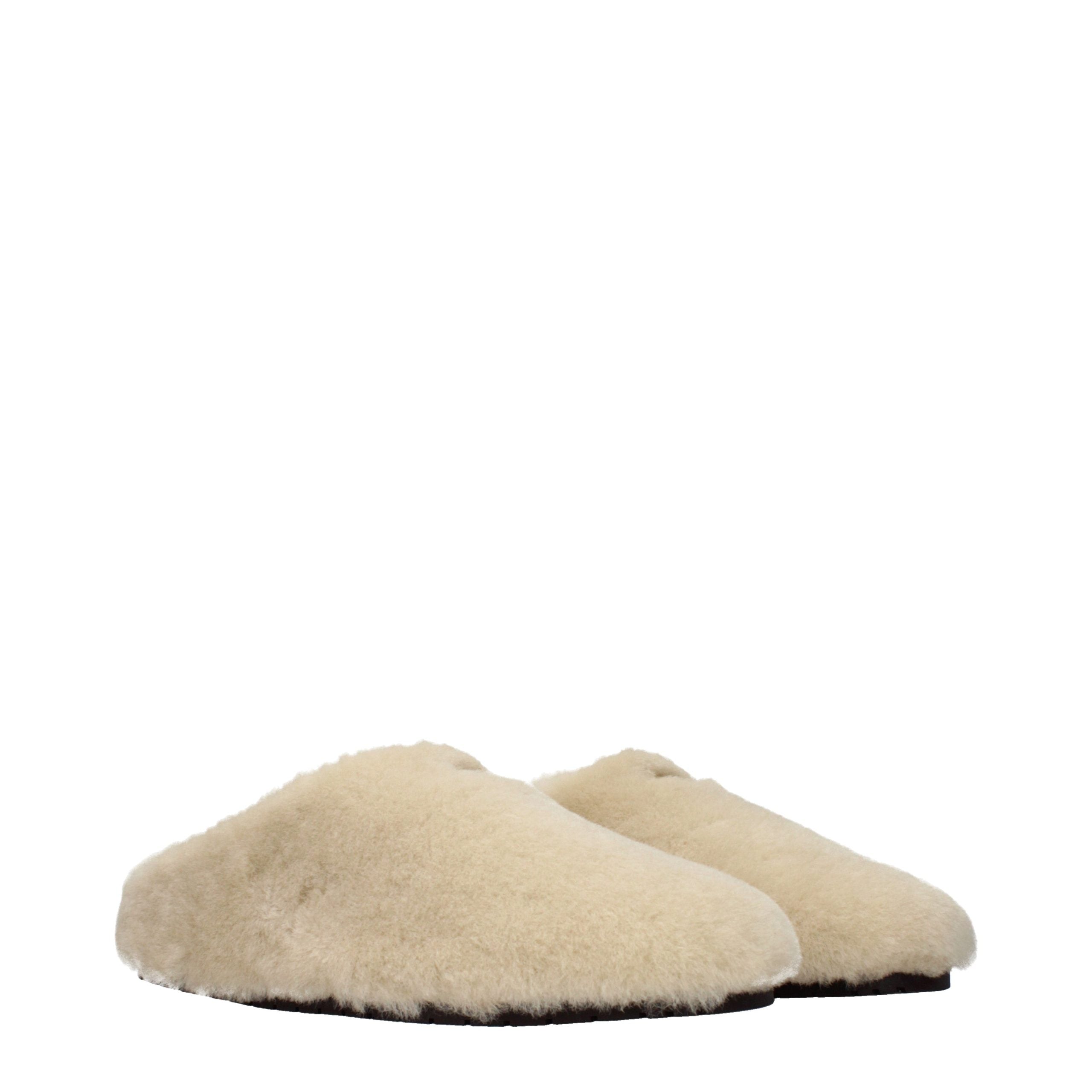 Prada Beige Pelz-Hausschuhe