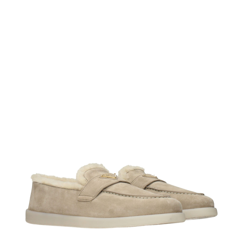 Prada Beige Leder Slipper-Loafer