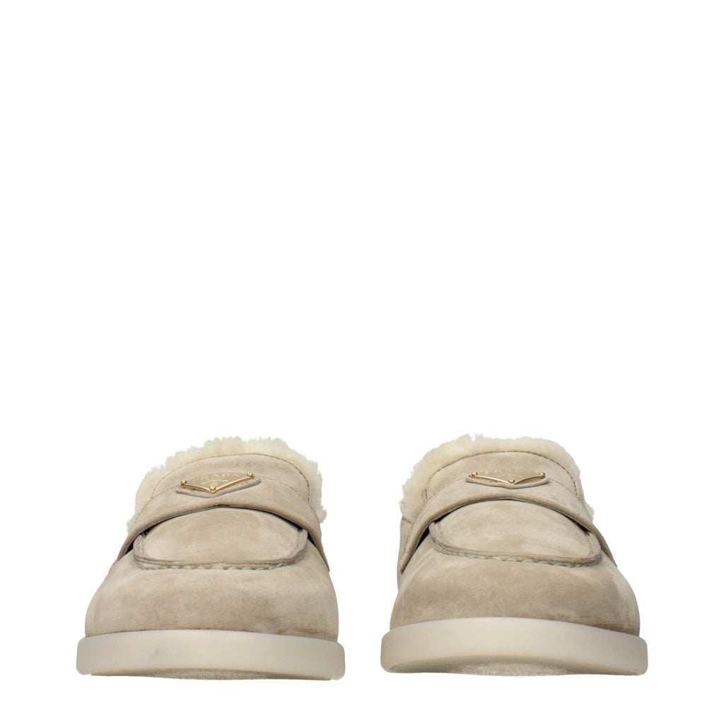 Prada Beige Leder Slipper-Loafer