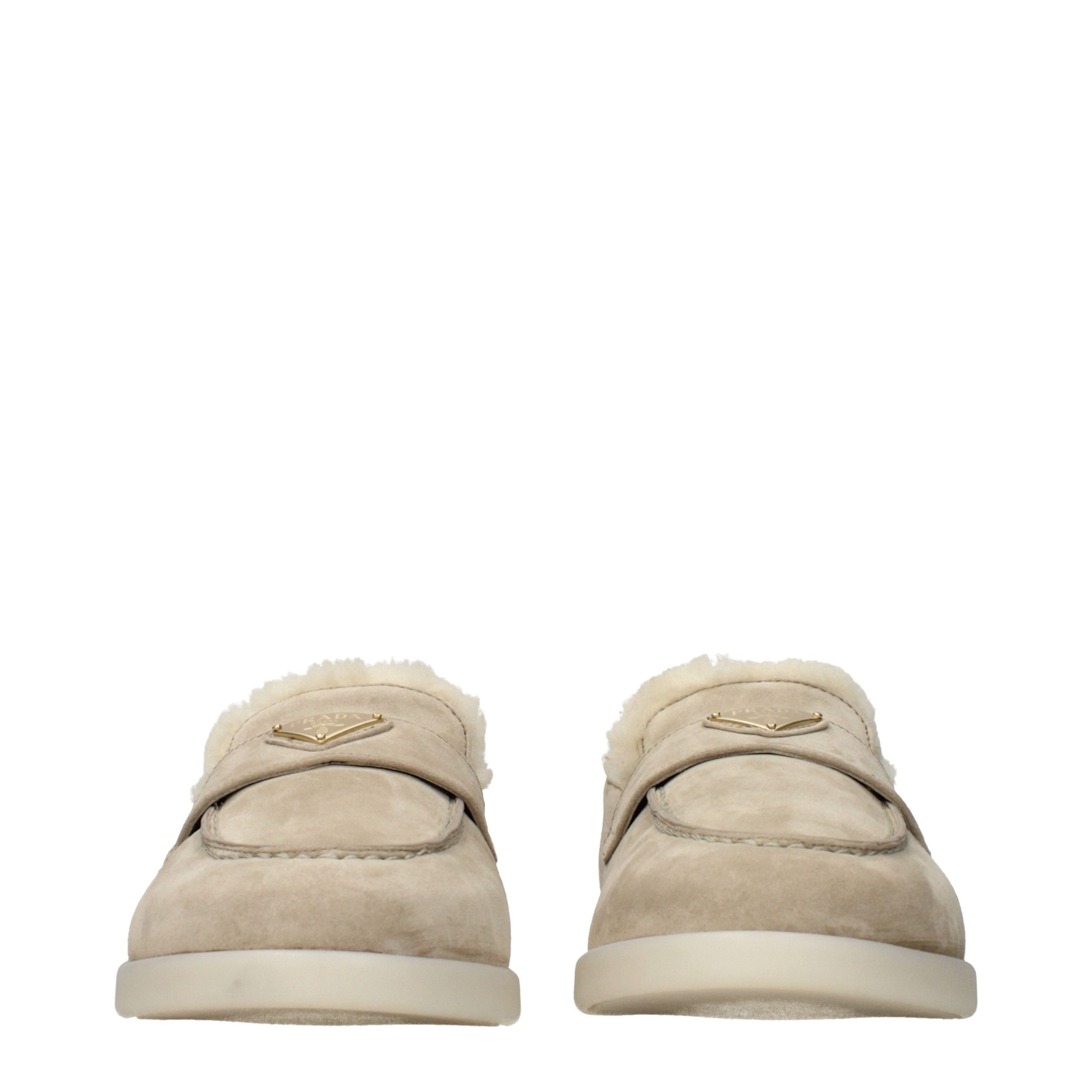 Prada Beige Leder Slipper-Loafer