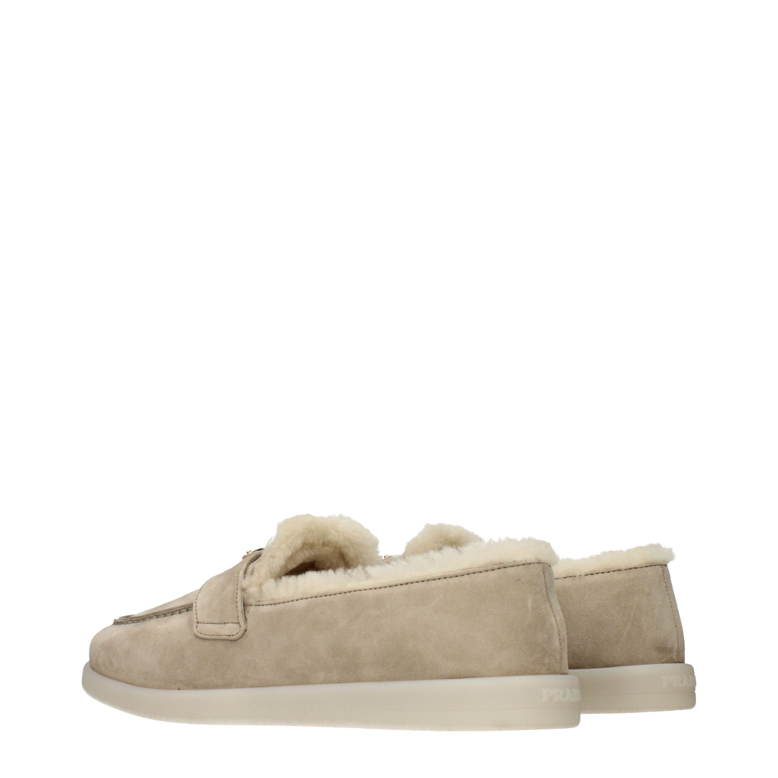 Prada Beige Leder Slipper-Loafer