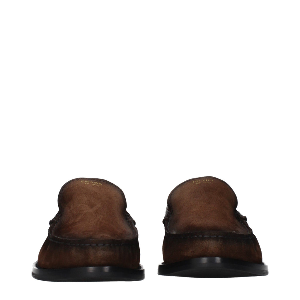 Prada Braune Loafer aus Leder zum Hineinschlüpfen