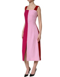 Dolce & Gabbana Ärmelloses Midikleid aus zweifarbigem rosa Wollgemisch