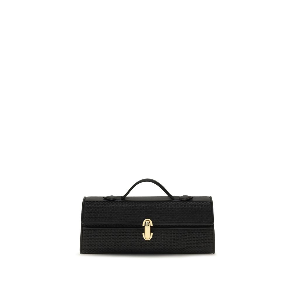 Savette Schwarze Raffia-Handtasche