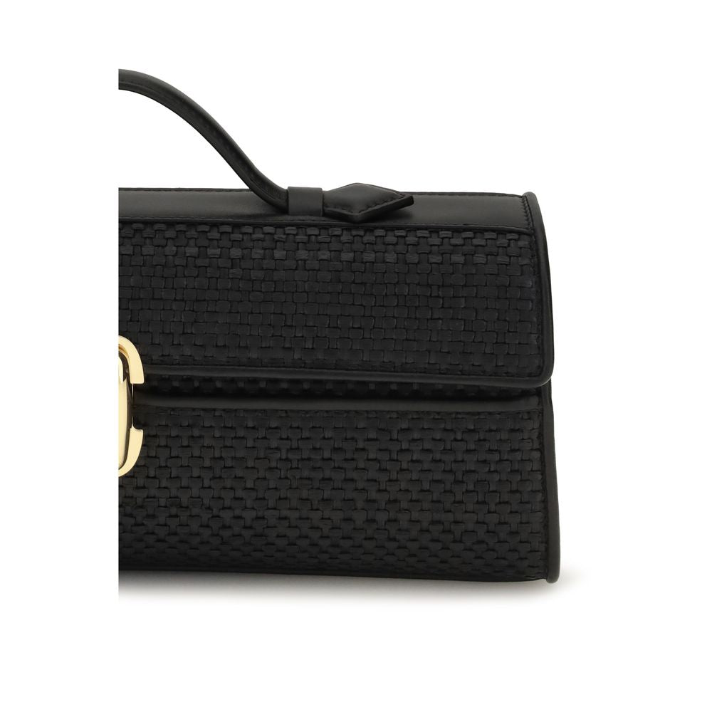 Savette Schwarze Raffia-Handtasche