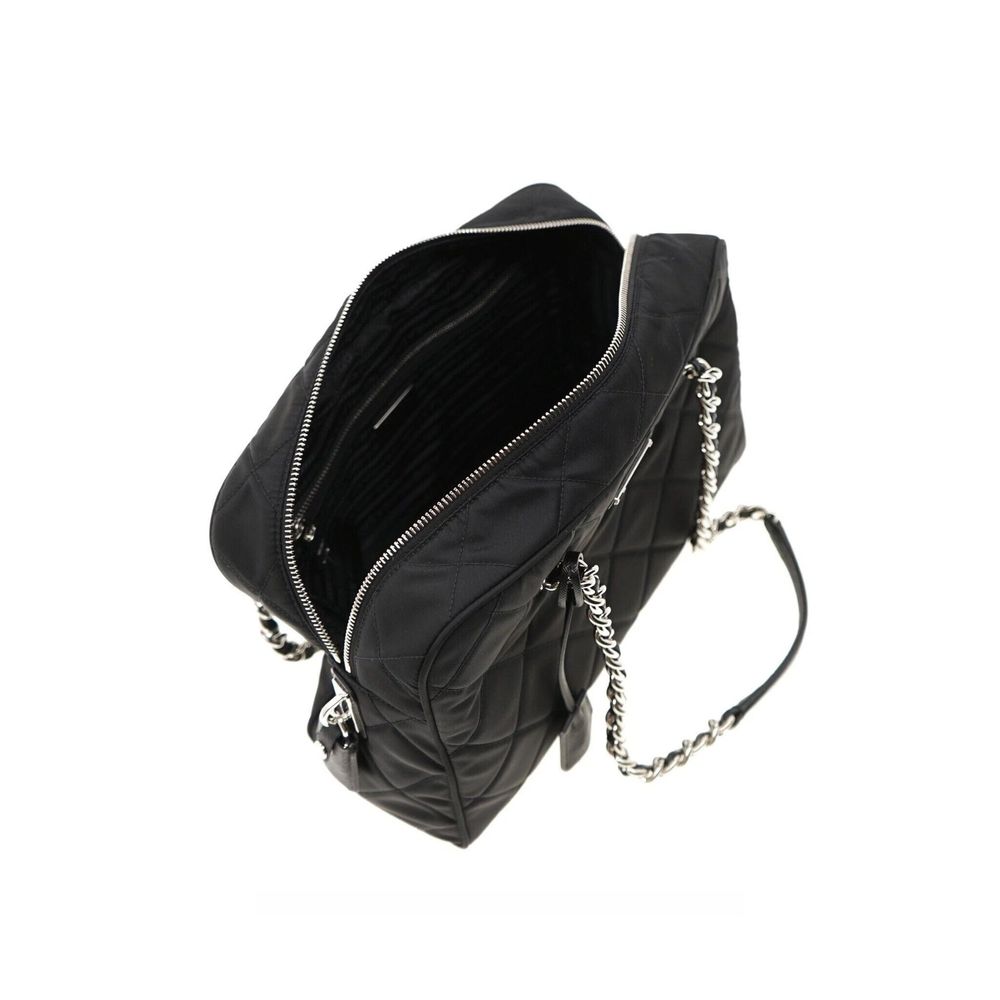 Prada Schwarze Bos Taurus Kalbsleder Schultertasche