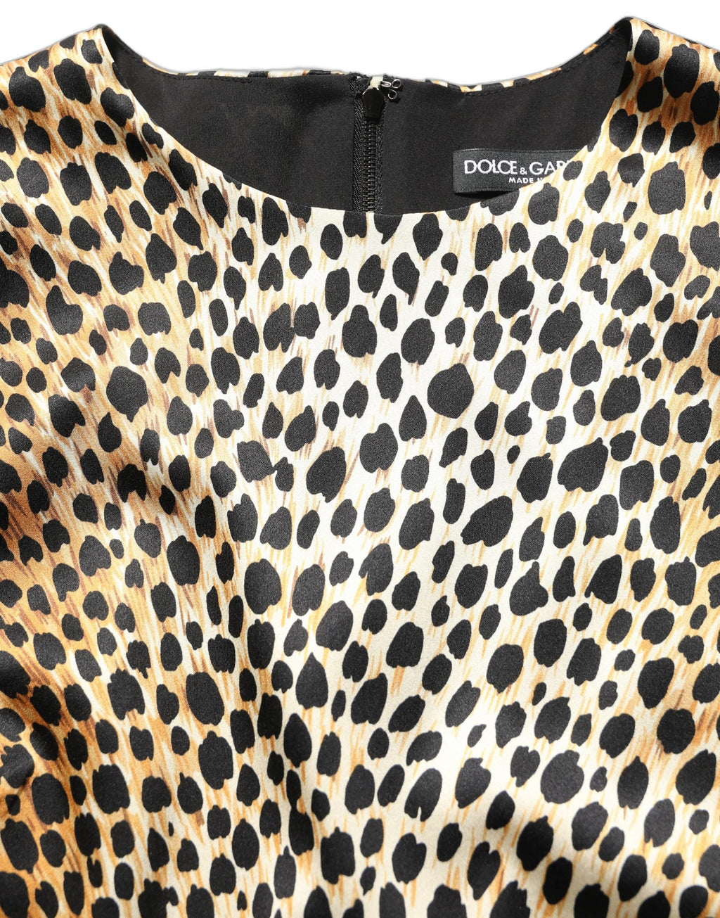 Dolce & Gabbana Braunes Mini-Kleid mit Ozelot-Print und langen Ärmeln