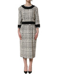Dolce & Gabbana Midikleid aus mehrfarbigem Bouclé-Tweed mit Fransenbesatz