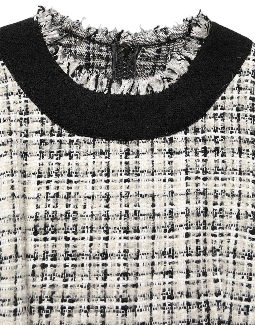 Dolce & Gabbana Midikleid aus mehrfarbigem Bouclé-Tweed mit Fransenbesatz