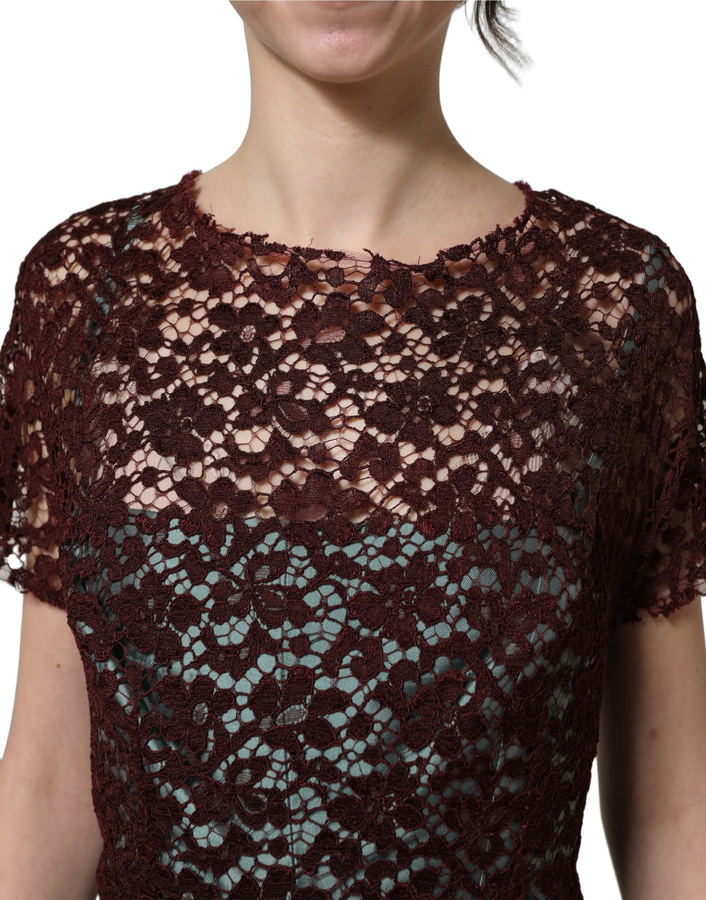Dolce & Gabbana Mehrfarbiges Blumen-Spitzen-Taft-Midikleid mit Falten