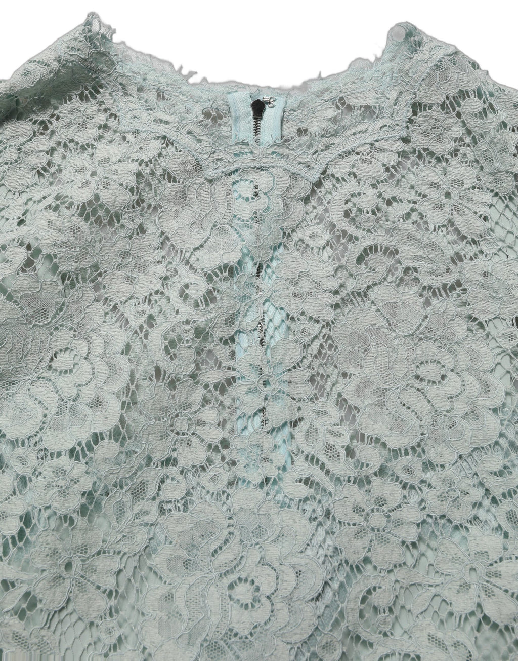 Dolce & Gabbana Mintgrünes ärmelloses Spitzenkleid knielang