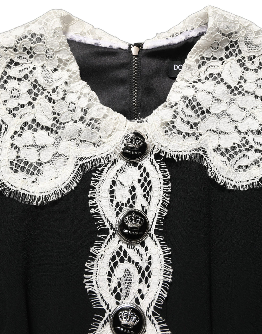 Dolce & Gabbana Midi-Kleid mit langen Ärmeln und schwarzen Spitzendetails